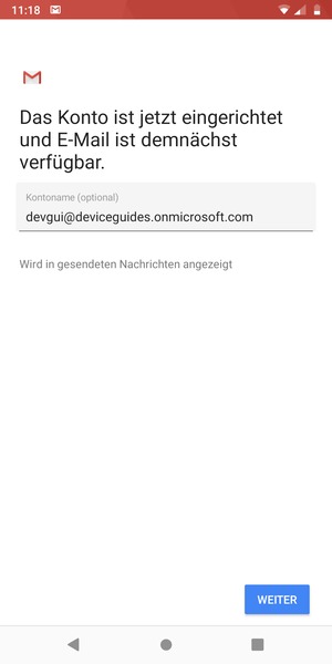 Geben Sie Ihrem Konto einen Namen und wählen Sie WEITER