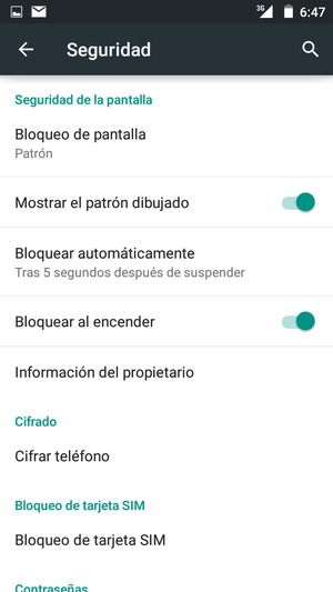 El teléfono ha sido asegurado con un bloqueo de pantalla