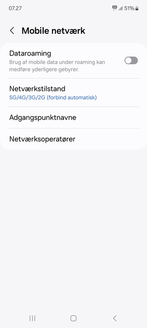 Vælg Netværkstilstand