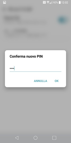 Conferma il nuovo PIN e seleziona OK
