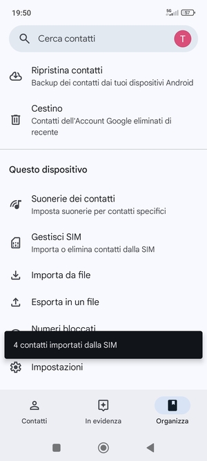 I tuoi contatti verranno salvati sul tuo account Google, e salvati sul tuo telefono la prossima volta che Google sarà sincronizzato.