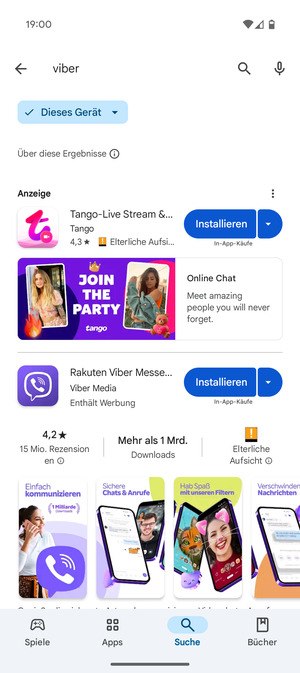 Wählen Sie die App