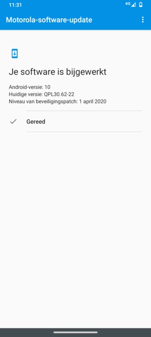 Als uw telefoon up-to-date is, selecteert u Gereed