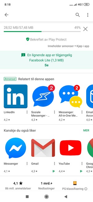 Vent til installasjonen er ferdig