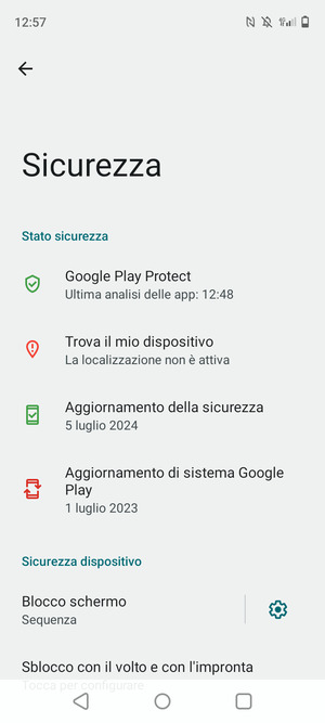 Il tuo telefono è ora protetto dal blocco schermo