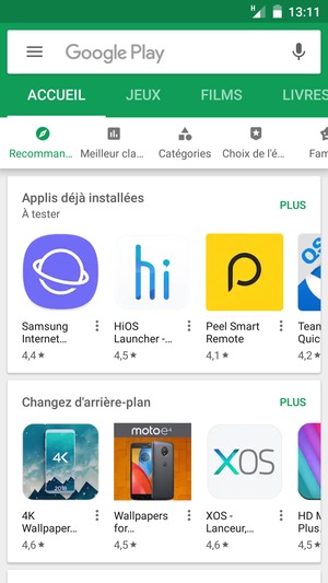 Sélectionnez la barre de Recherche