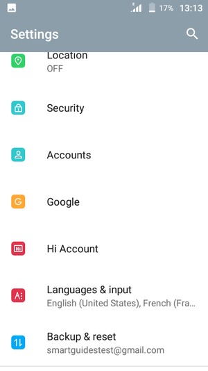 Return to the Settings menu and select Accounts