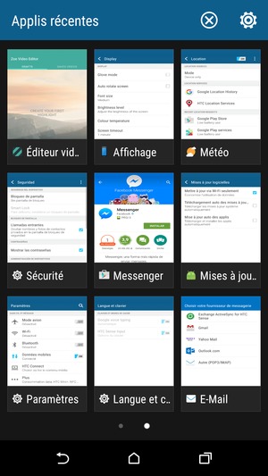 Sélectionnez l'icône X pour fermer toutes les applis en cours d'exécution