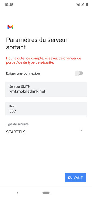 Sélectionnez Type de sécurité