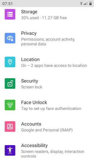 Scroll to and select Security