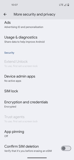 Scroll to and select SIM lock
