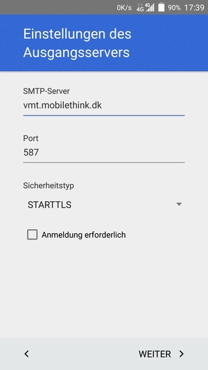 Deaktivieren Sie das Kontrollkästchen Anmeldung erforderlich und wählen Sie Sicherheitstyp