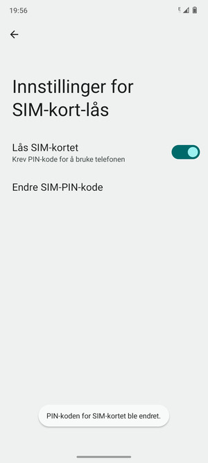 Din PIN-kode for SIM-kort er endret