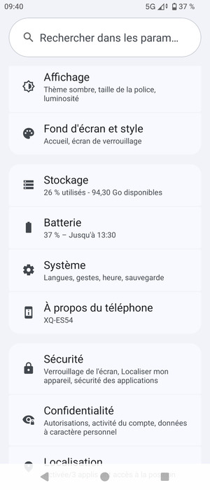 Faites défiler et sélectionnez Système