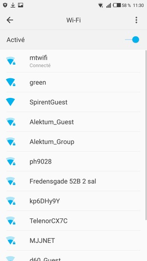 Vous êtes maintenant connecté au réseau Wi-Fi