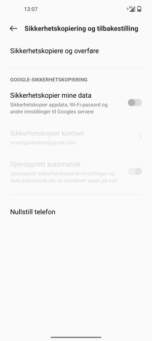 Slå på Sikkerhetskopier mine data