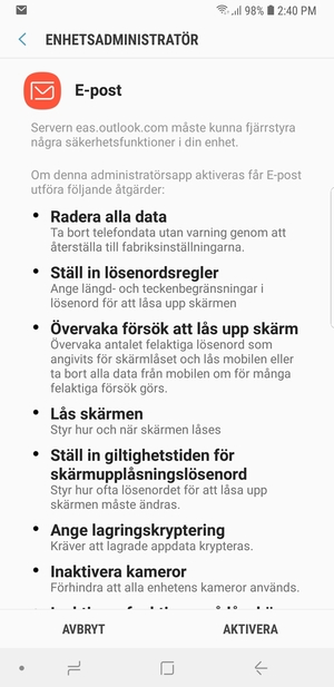 Välj AKTIVERA