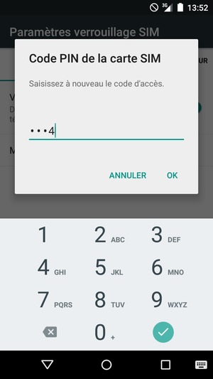 Veuillez confirmer votre nouveau code PIN et sélectionner OK
