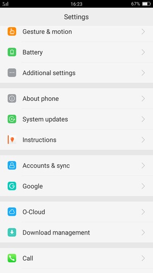 Scroll to and select Accounts & sync