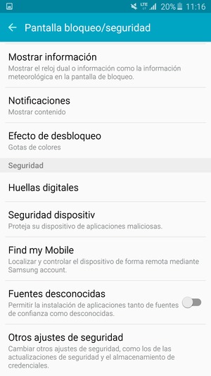 Desplácese y seleccione Otros ajustes de seguridad