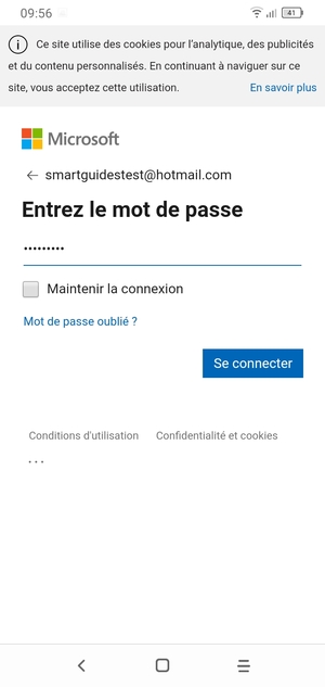 Saisissez votre mot de passe et sélectionnez Se connecter