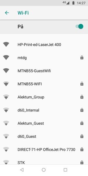 Velg det trådløse nettverket du vil koble til