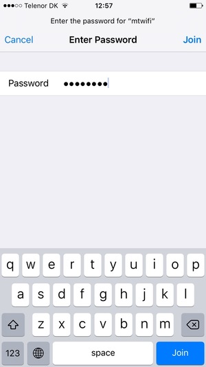 Enter the Wi-Fi password and select Join