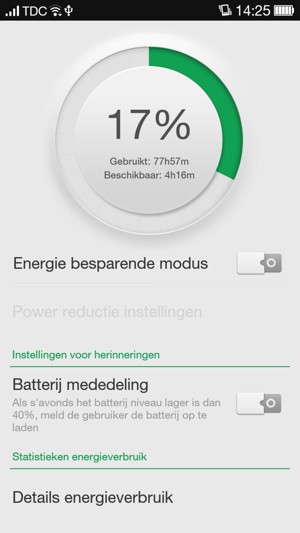 Schakel Energie besparende modus in