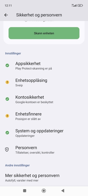 Bla til og velg System og oppdateringer