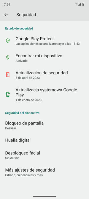 Para cambiar el PIN de la tarjeta SIM,  vaya al menú Seguridad y desplácese y seleccione Más ajustes de seguridad