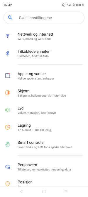 Velg Nettverk og internett