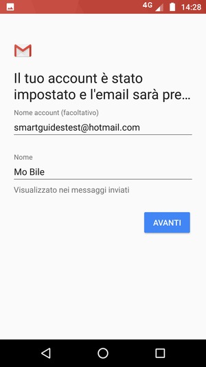 Scegli un nome per il tuo account e inserisci il tuo nome. Seleziona AVANTI