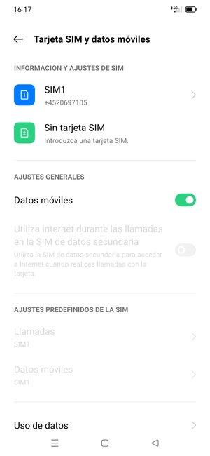 Seleccione SIM1 o SIM2