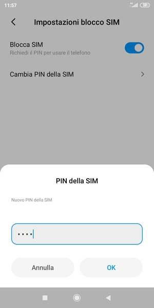 Inserisci Nuovo PIN della SIM e seleziona OK