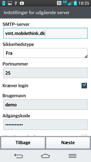 Indtast Udgående serveradresse