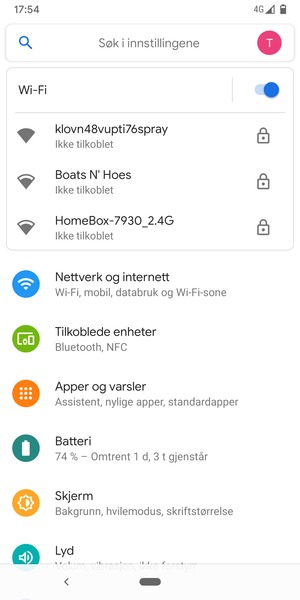 Velg det trådløse nettverket du vil koble til