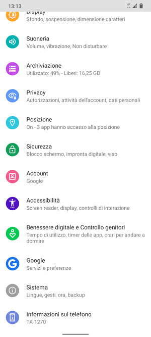 Scorri e seleziona Sicurezza