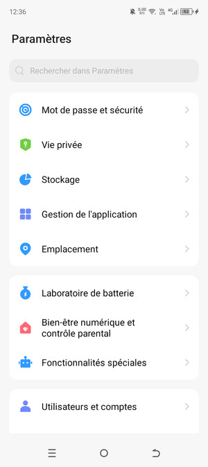 Faites défiler et sélectionnez Mot de passe et sécurité