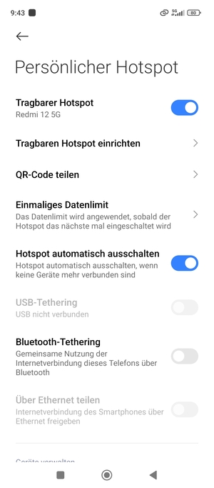 Ihr Handy ist jetzt für die Verwendung als Modem eingerichtet