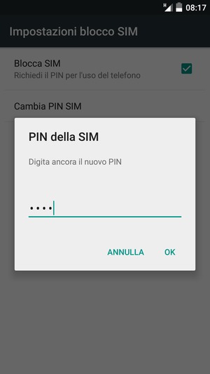Conferma il nuovo PIN della SIM e seleziona OK
