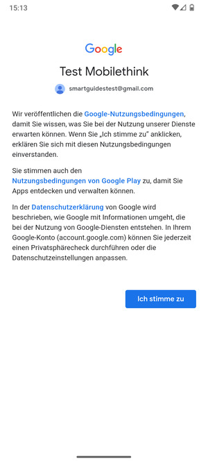 Wählen Sie Ich stimme zu