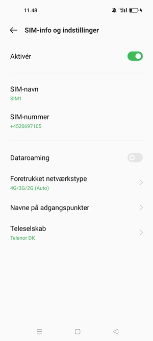 For at skifte netværk, hvis der opstår netværksproblemer, vælg Teleselskab