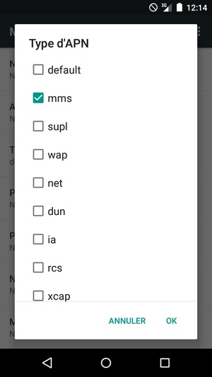 Cochez la case mms et sélectionnez OK