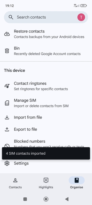 Your contacts will be saved to your Google account and saved to your phone the next time Google is synced.