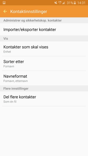 Velg Importer/eksporter kontakter