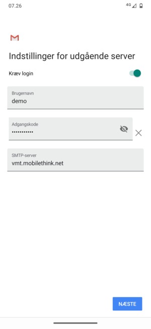 Indtast udgående serveradresse