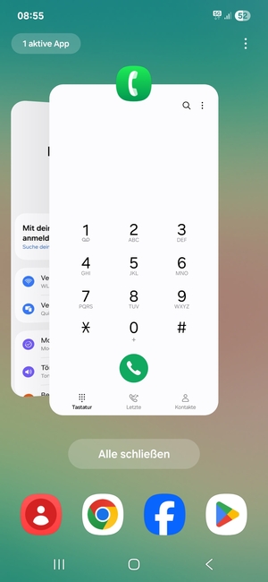 Wählen Sie Alle schließen, um alle laufende Apps zu schließen
