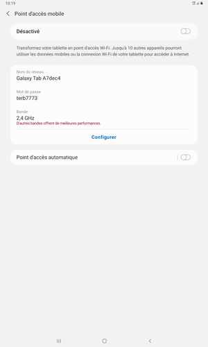 Activer le Point d'accès mobile