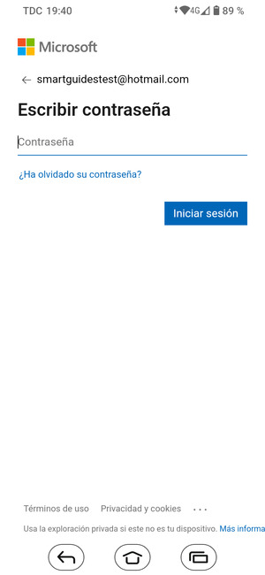 Introduzca su contraseña y seleccione Iniciar sesión