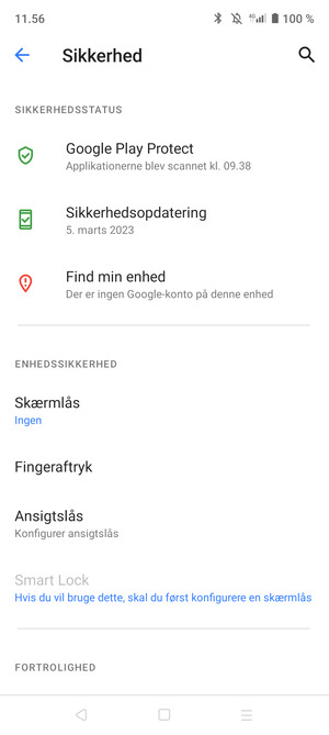 Vælg Skærmlås